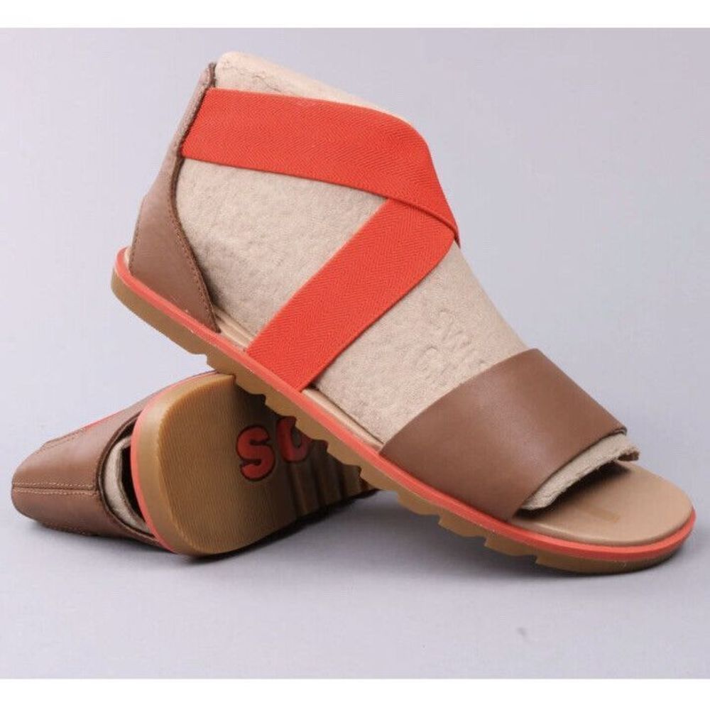 Sorel Womens Sz 7M Ella II Red/Rouge Sandals Ankle Cross Strap Strappy Flats NIB - Picture 2 of 16
